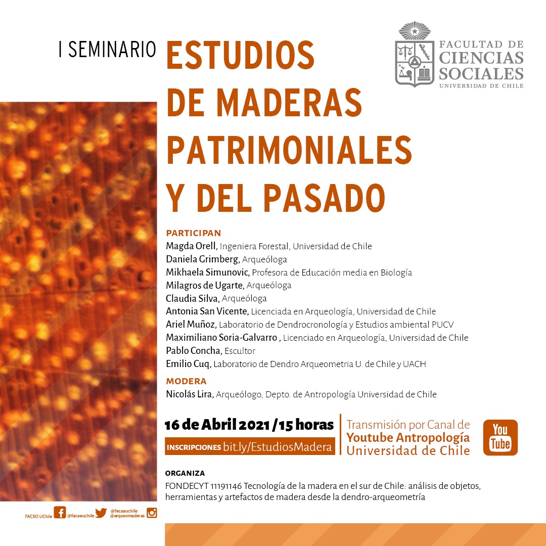 Afiche del primer seminario de estudios de la maderas patrimoniales y del pasado